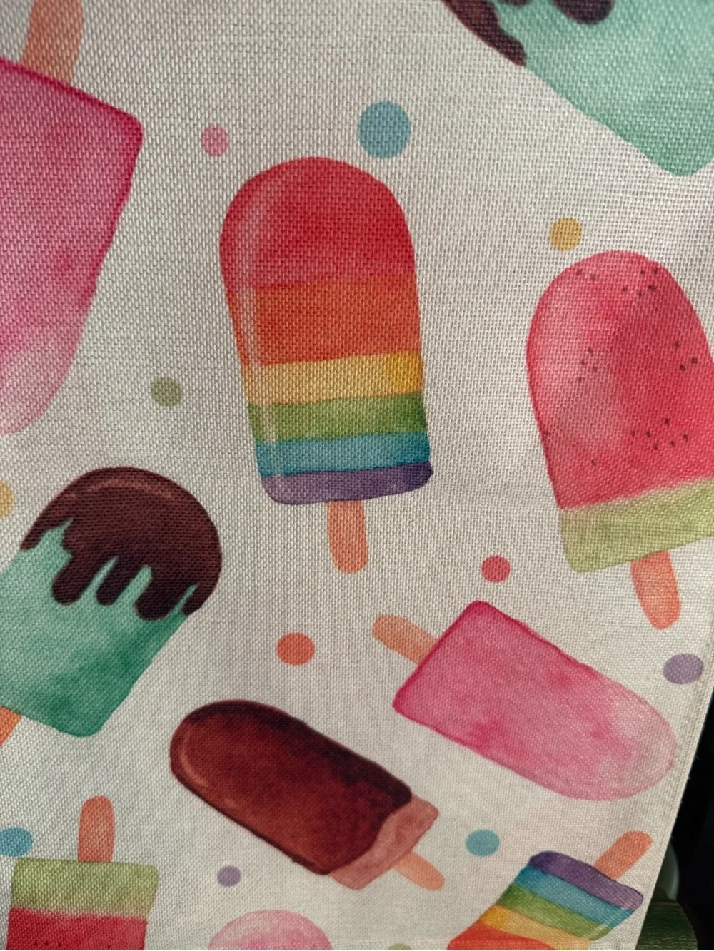 NWOT Rainbow & Pink Popsicle Printed Table Runner, 13x72